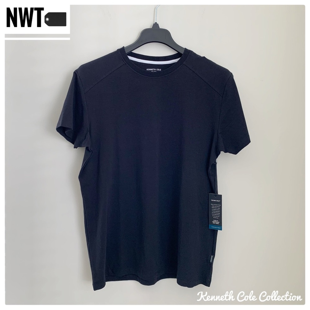 ✨(NWT) Kenneth Cole Black Tee Shirt Crewneck Techni-Cole Performance